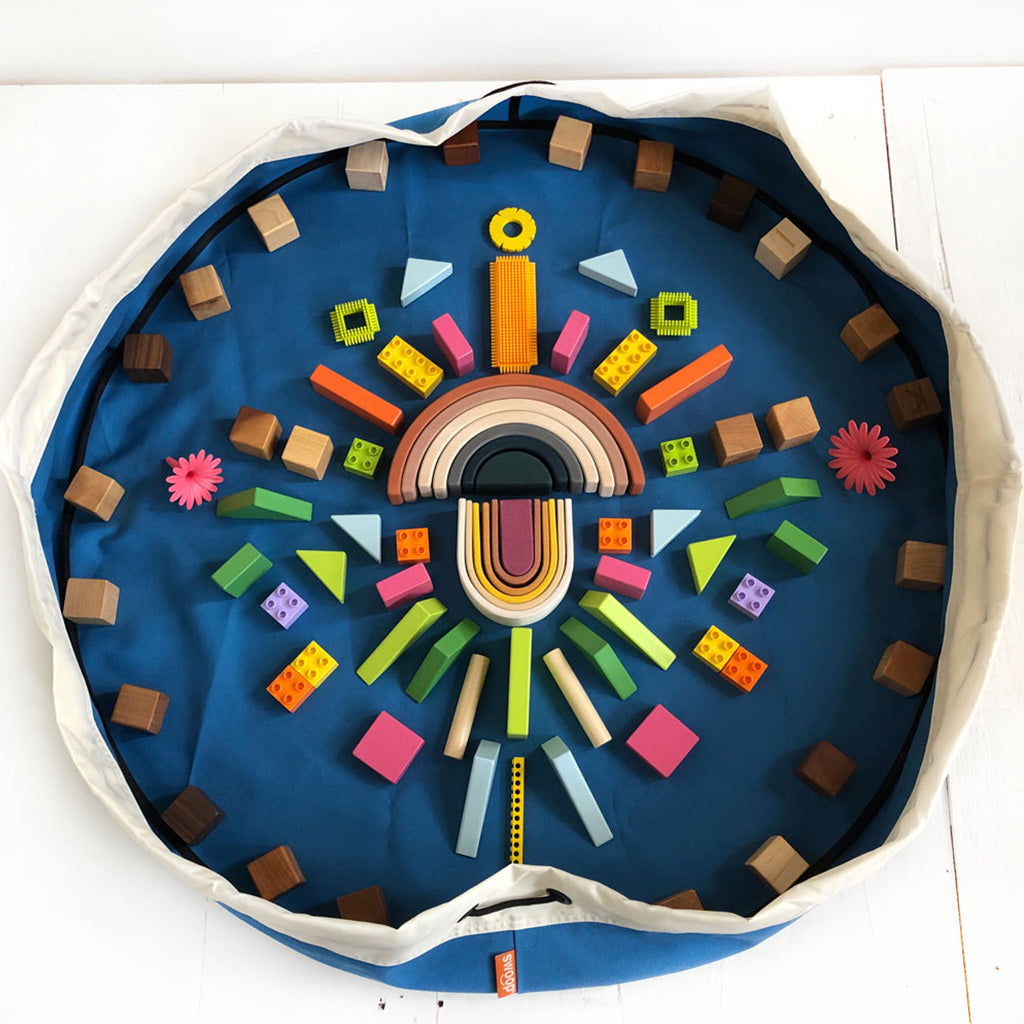 swoop toy storage bag play mat blue