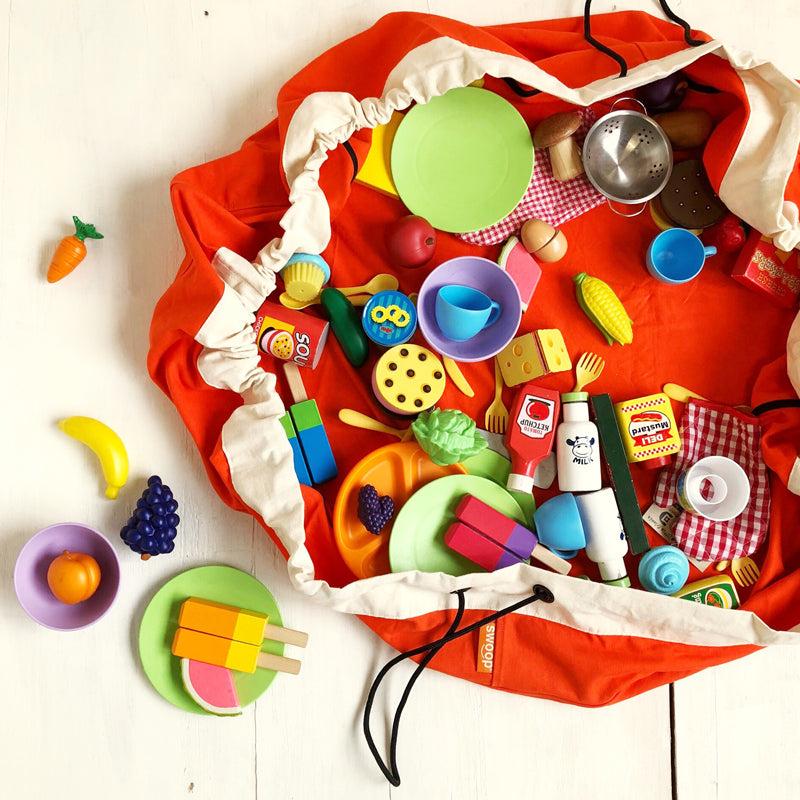 toy storage idea for organizing swoop bags orange