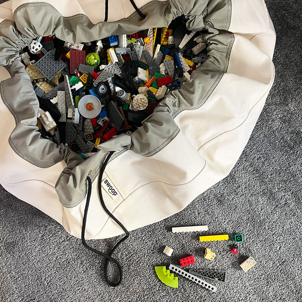 NEW! Classic Edition Large Toy Storage Bag - Gray + Canvas