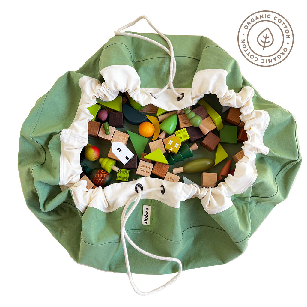 organic cotton drawstring playmat storage bag for kids
