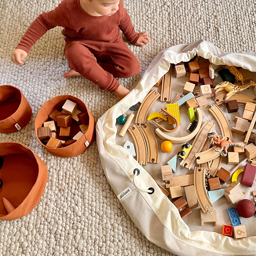 natural stone colored toy storage bag canvas swoop