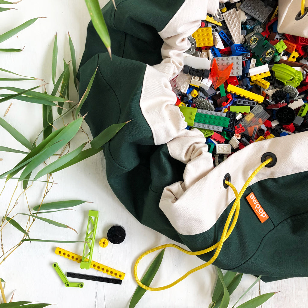 jungle green lego toy bag