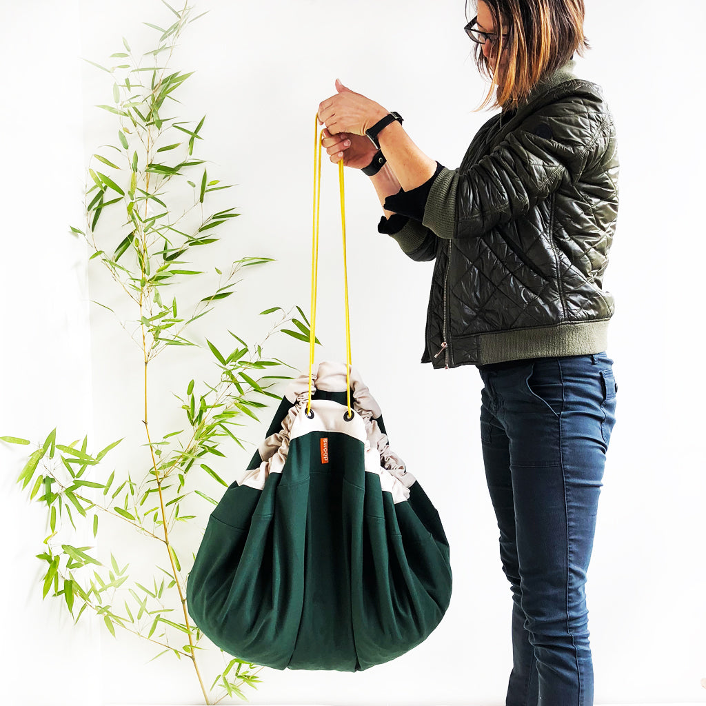 green toy storage bag