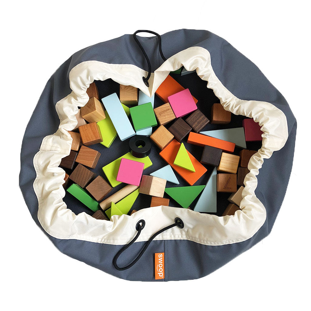 medium gray swoop toy storage bag 