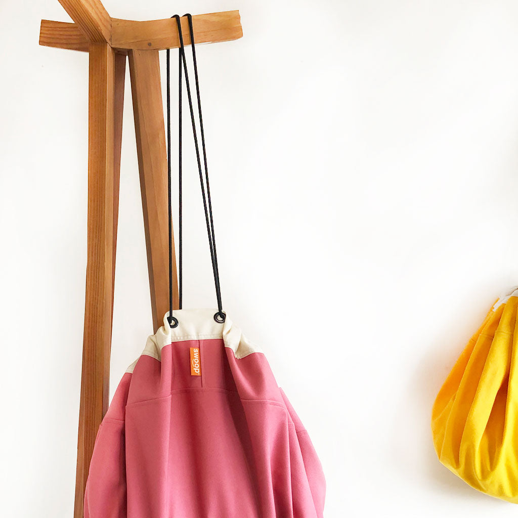 pink drawstring toy storage bag