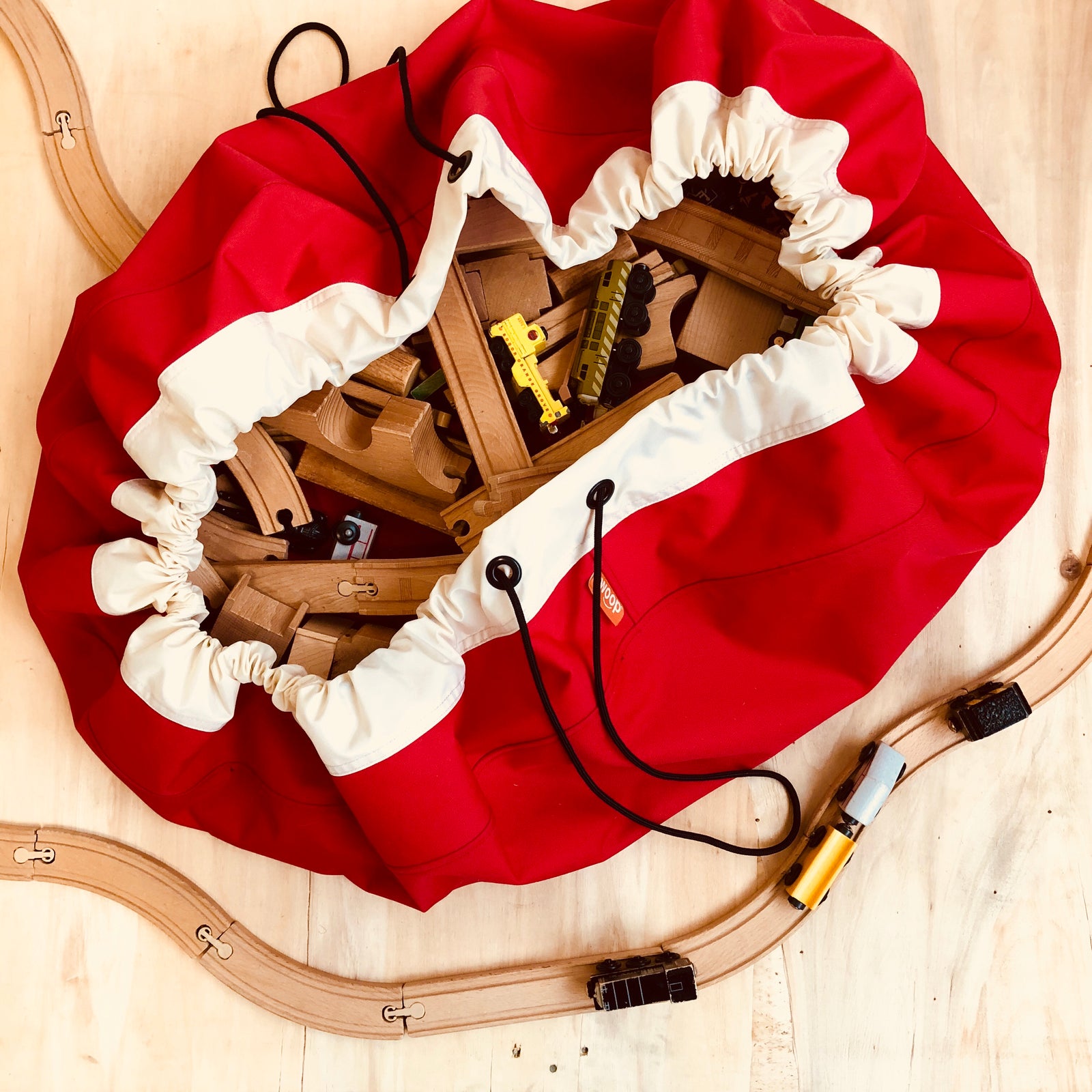 red lego toy storage bag