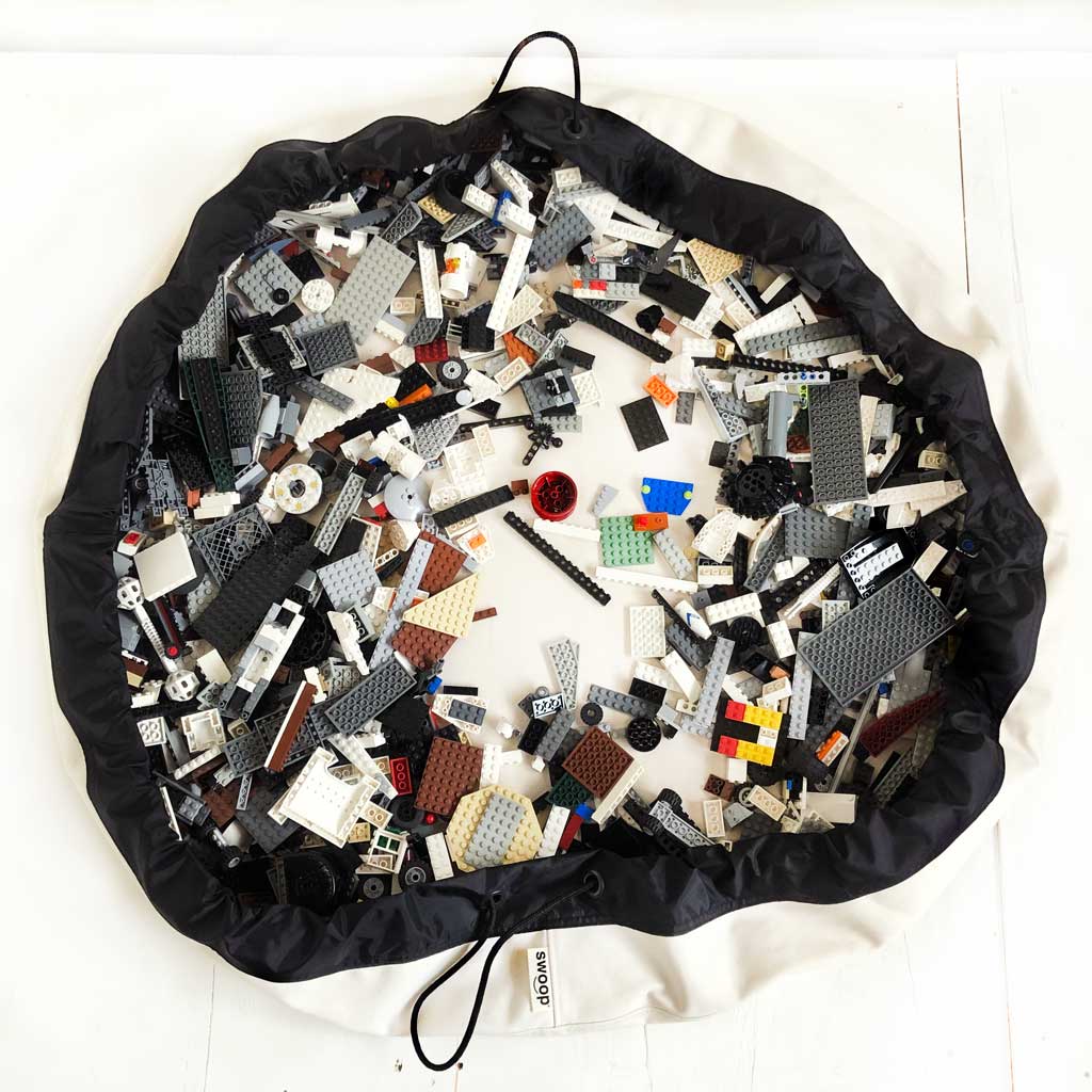 Large Toy Storage Bag - Cream/Black